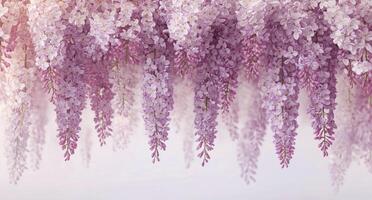 A large wisteria tree with purple flowers hanging from it photo