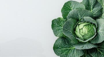 A cabbage is shown in the center of the image photo