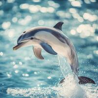 A dolphin jumping out of the water photo