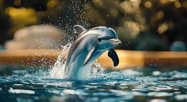 A dolphin jumping out of the water photo