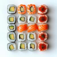 Sushi on white background photo