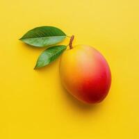 Mango on yellow background top view photo