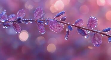Purple leaves with water droplets on them photo