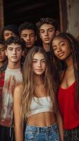 A group of young people standing together photo