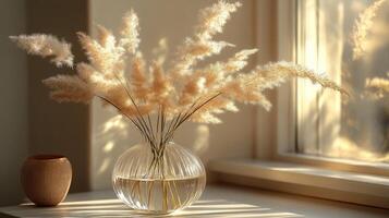 A vase with flowers sitting on a window sill photo