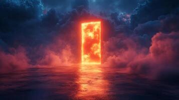 A door that is glowing in the dark photo