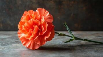 Orange carnation on a table photo