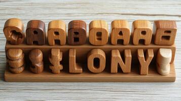 A wooden alphabet set with the letters brad, bradley, bradley, br photo