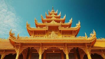 The golden pagoda in phnom penh, laos photo