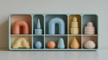 A box with various toys in it photo