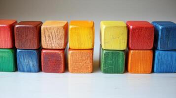 A group of wooden blocks with different colors photo