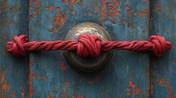 A red rope on a door photo