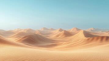 A desert landscape with sand dunes and mountains photo