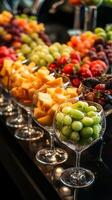 A buffet with fruit and other food items photo