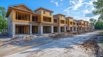 A group of houses under construction photo
