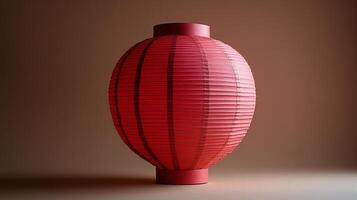 A red paper lantern on a brown background photo