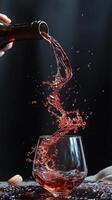 A person pouring red wine into a glass photo