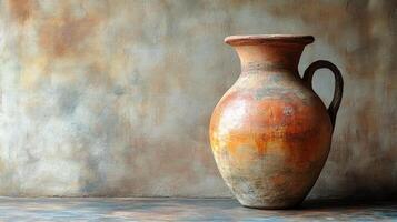A large vase sitting on a table photo