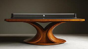 A ping pong table with a wooden base photo