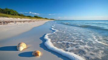 A beach with shells on the sand photo