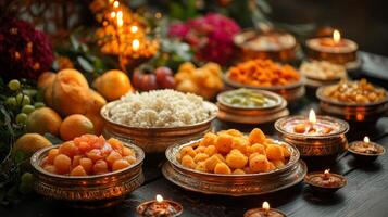 A table with many different types of food photo