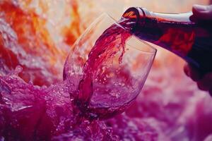 A person pouring red wine into a glass photo