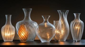 A group of vases with different shapes and sizes photo