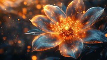 A flower with glowing lights on it photo