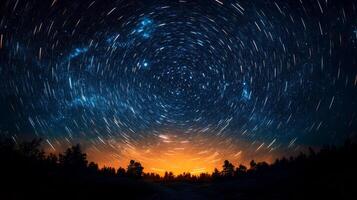 Star trails in the night sky photo