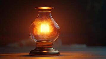 An old fashioned oil lamp on a table photo