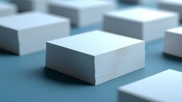 A group of white cubes on a blue surface photo