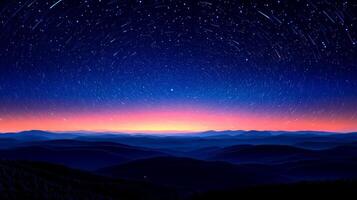 A star trail over the mountains at night photo