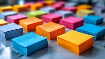 Many colorful post it notes on a table photo