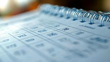 A calendar is shown with a pen on it photo