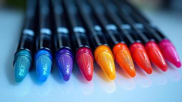 A row of black pens photo