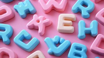 A close up of a bunch of plastic letters photo