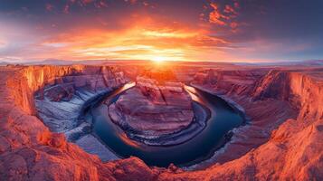 The sun rises over the canyon in arizona photo