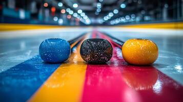Curling stones on the ice photo