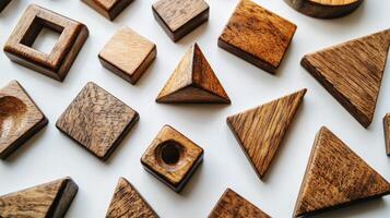 Wooden shapes arranged in a circle photo
