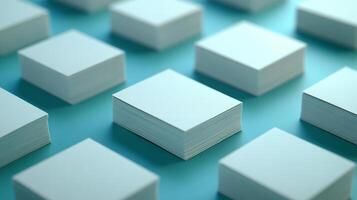 Many white cubes are arranged in a row photo