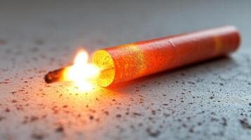 A lit match on a table photo