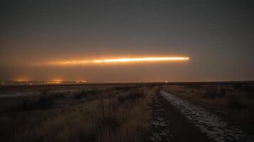 A long line of smoke coming from the sky photo