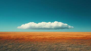 A large cloud is in the sky over a field photo