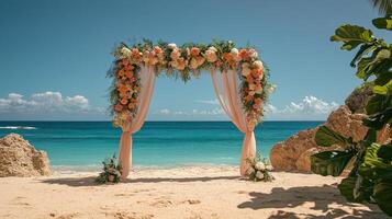 Wedding arch on the beach photo