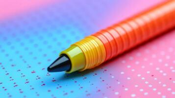 A pen with a black tip on a colorful background photo