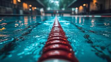 A red and white swimming lane in a pool photo
