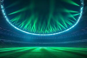 Spectacular green lighting illuminates stadium during an event at night photo