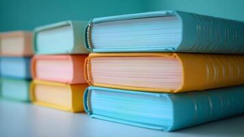 A stack of colorful books on a table photo