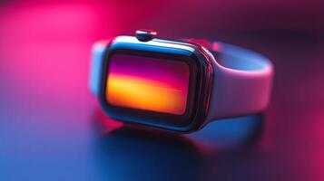 An apple watch with a colorful screen photo