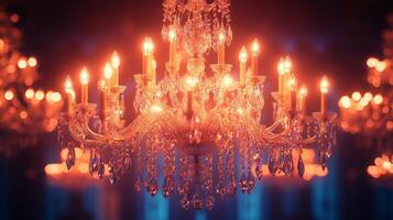 A chandelier with many candles in it photo